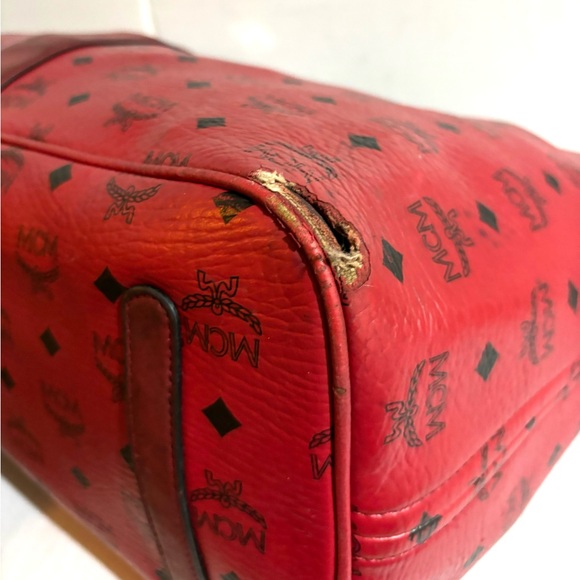 MCM visetos large Liz reversible shopper tote red ruby handbag - Picture 12 of 16